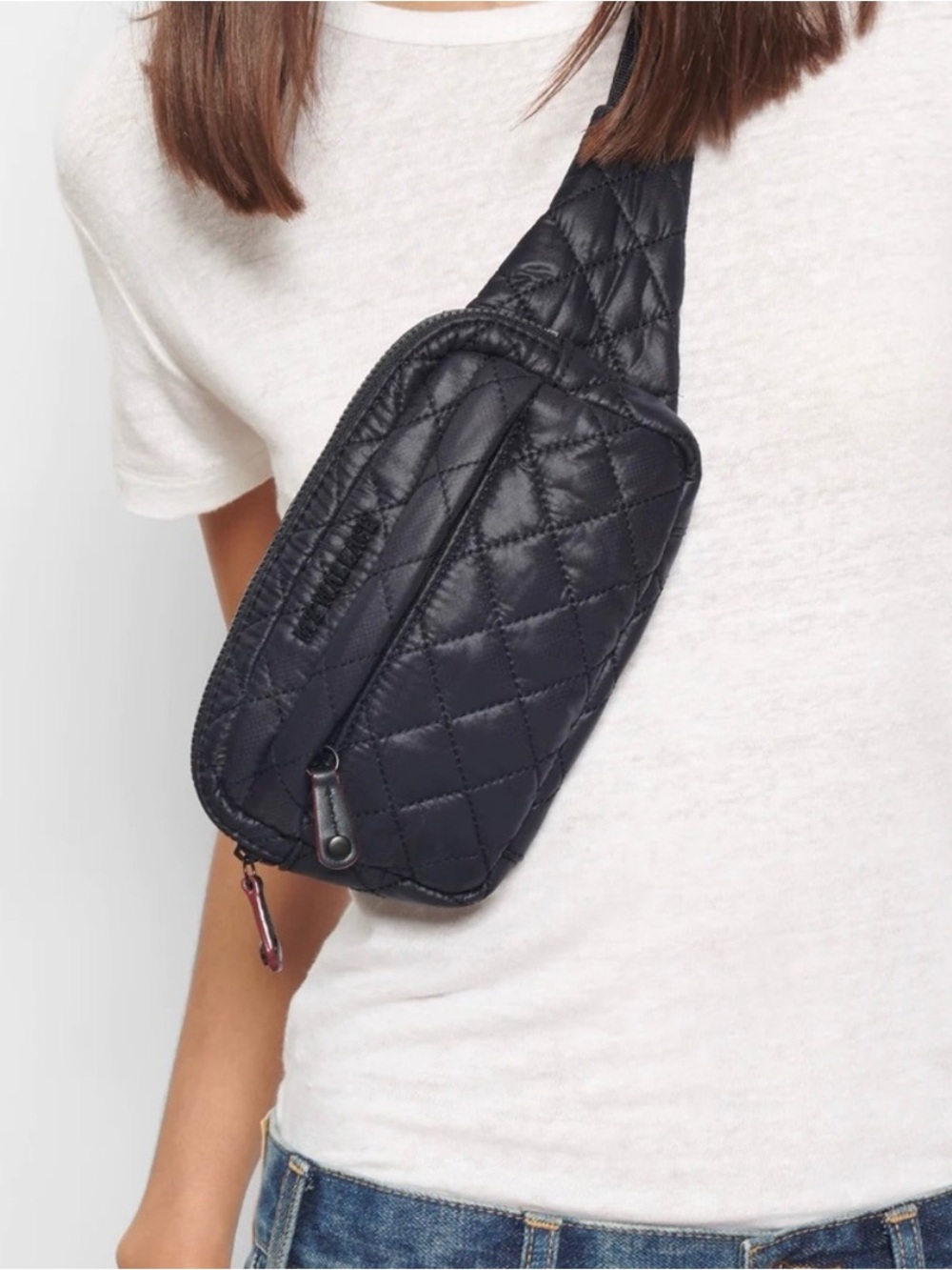 MZ Wallace Quilted Black Crossbody Belt Bag